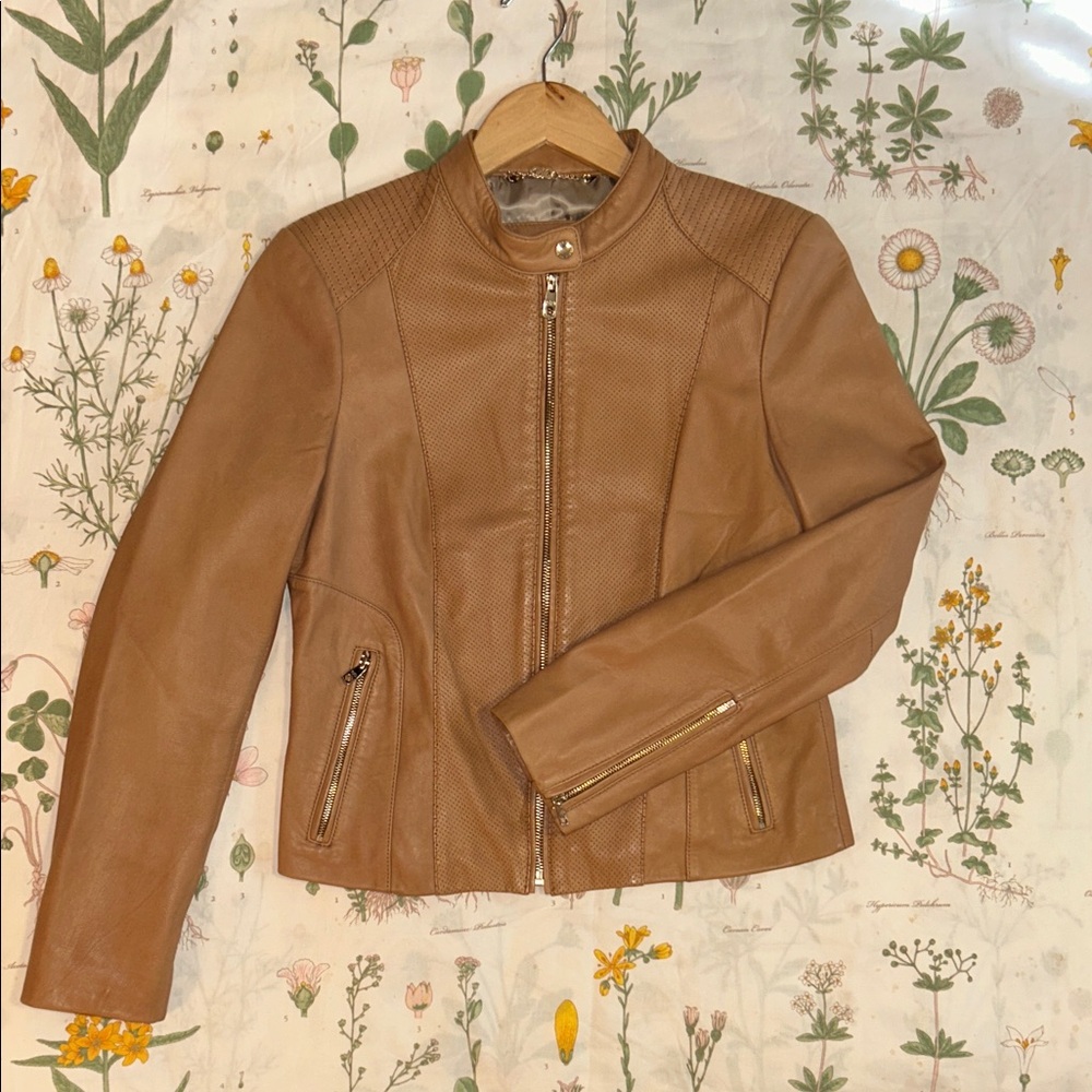 Cole Haan Light Brown Lamb Leather Jacket
